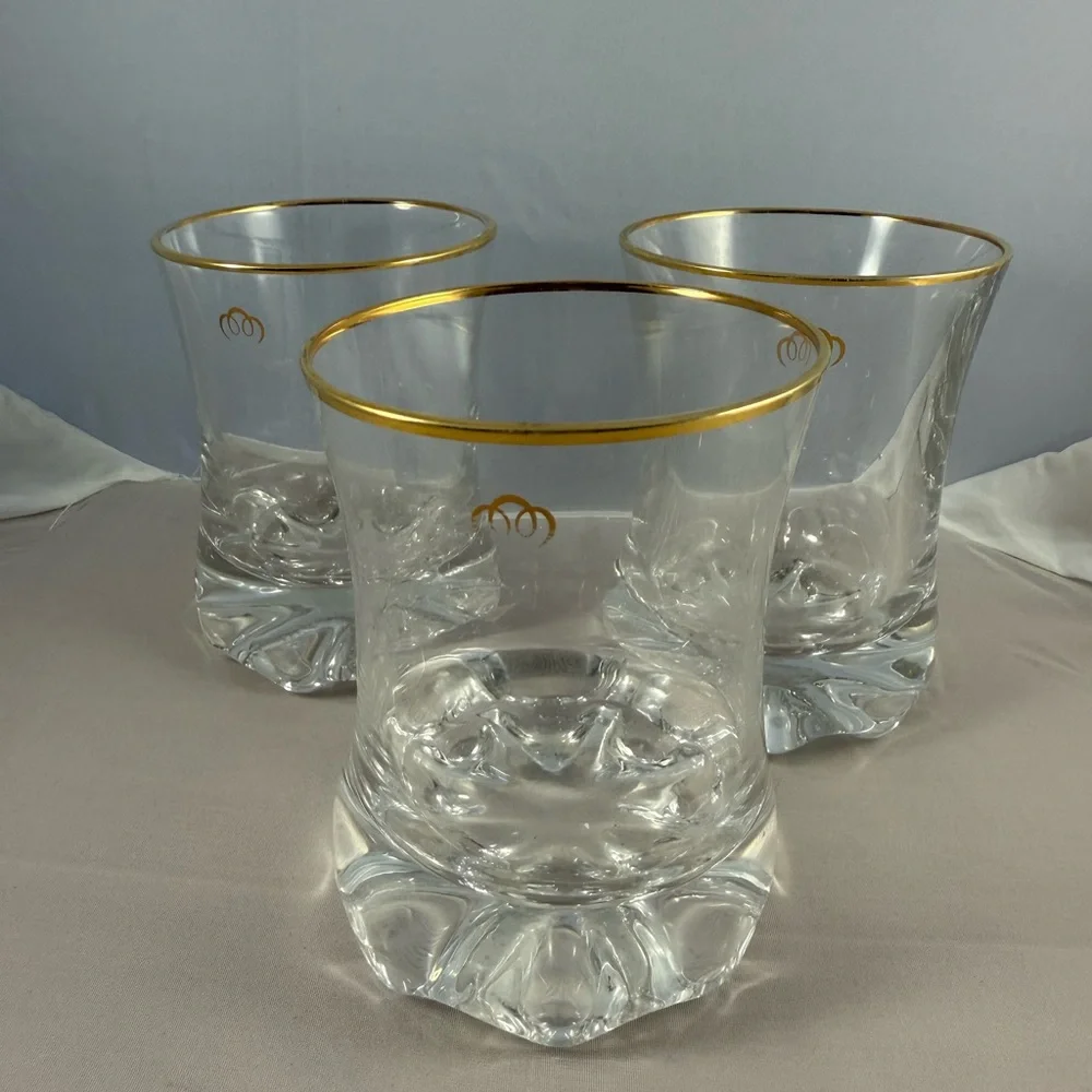 Crown Royal Gold Rimmed Glass Tumblers- Crown Royal Glassware ( Vintage)